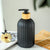 2pc Vertical Line Glass Soap Dispenser with Bamboo Tray