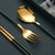 3pc Portable Gold Cutlery Set with Case