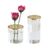 Cylinder Glass Vase with Flower Arrangement Gold Grid Lid