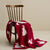 Knitted Red White Rabbit Throw Blanket